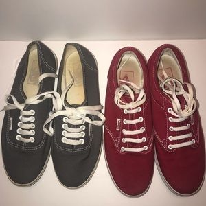 Vans Red & Gray Women Sz 7.5  2 pair Canvas Shoes